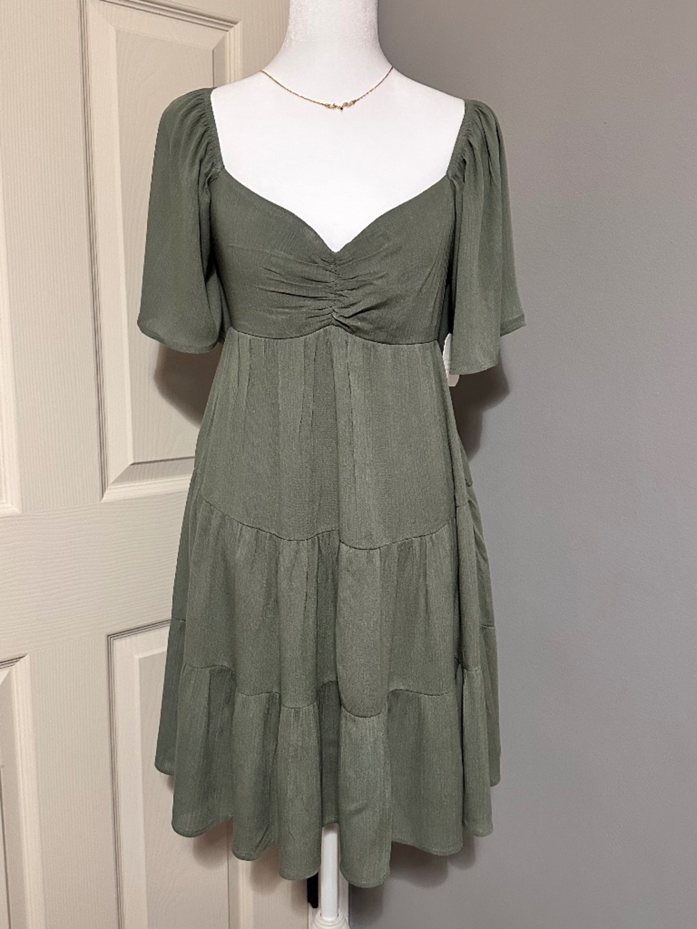 Sage Green Babydoll Y2K imperial fairy core summer dress